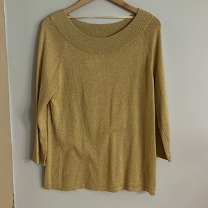 Cable & Gauge Womens Gold Sweater Shirt 3/4 sleeve new
